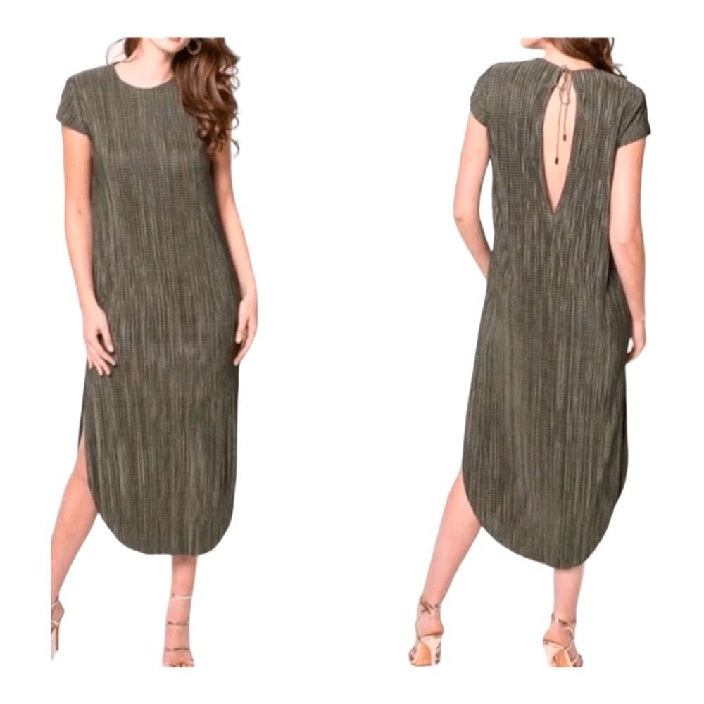 Anthropologie Sabina Musayev Green Renaissance Crepe Satin Midi Dress Size Small